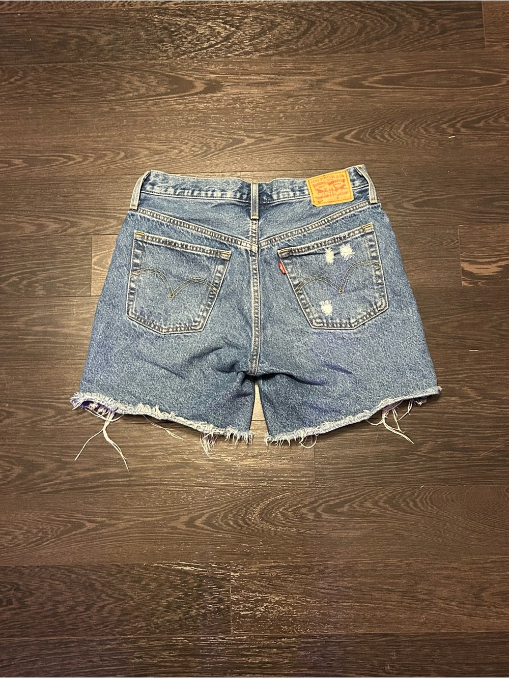 Levi's 501 Distressed Denim Cutoff Shorts Size 27 Blue Button Fly